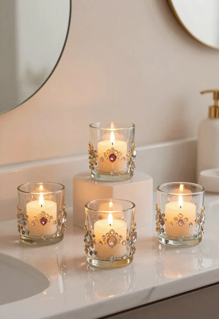 Dollar Tree Bathroom Decor DIY: Best Blog Guide with 18 Affordable Makeover Ideas - 11. Glamorous Candle Holders 1