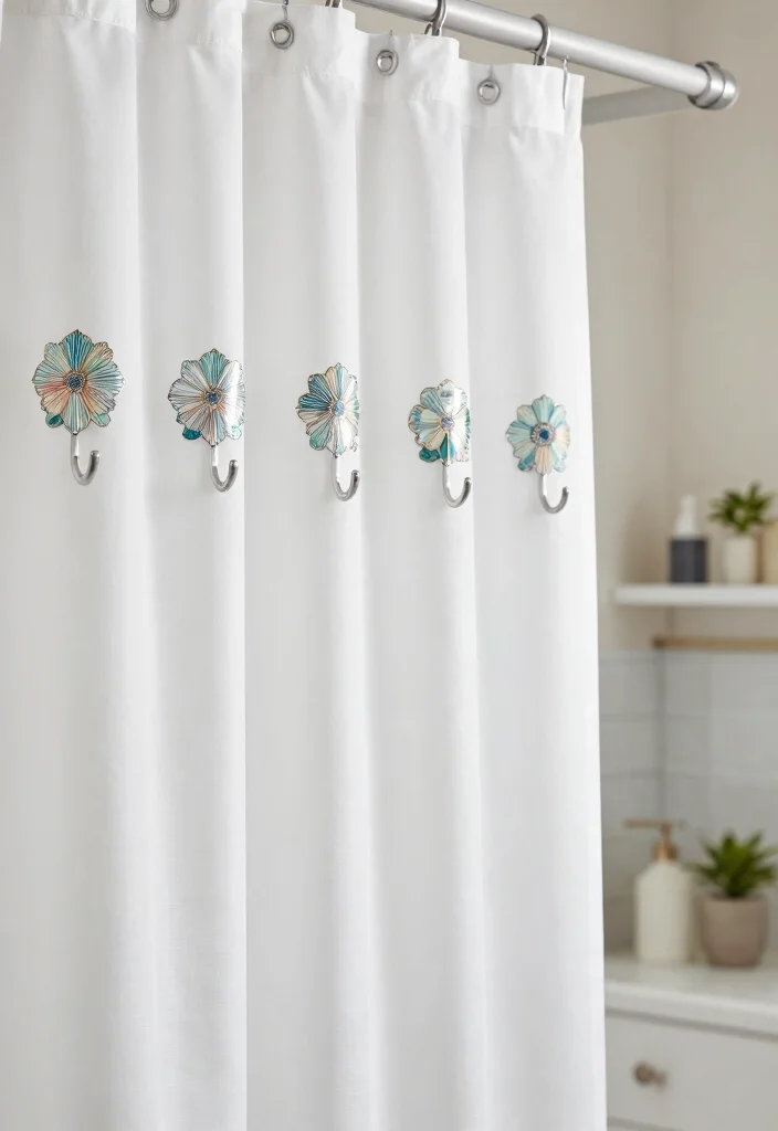 Dollar Tree Bathroom Decor DIY: Best Blog Guide with 18 Affordable Makeover Ideas - 8. Decorative Shower Curtain Hooks 1