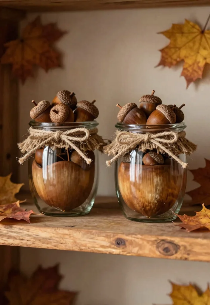 Dollar Tree Fall Decor DIY: Best Blog Guide Featuring 20 Cozy Autumn Projects - 11. Chic Acorn Jars 1