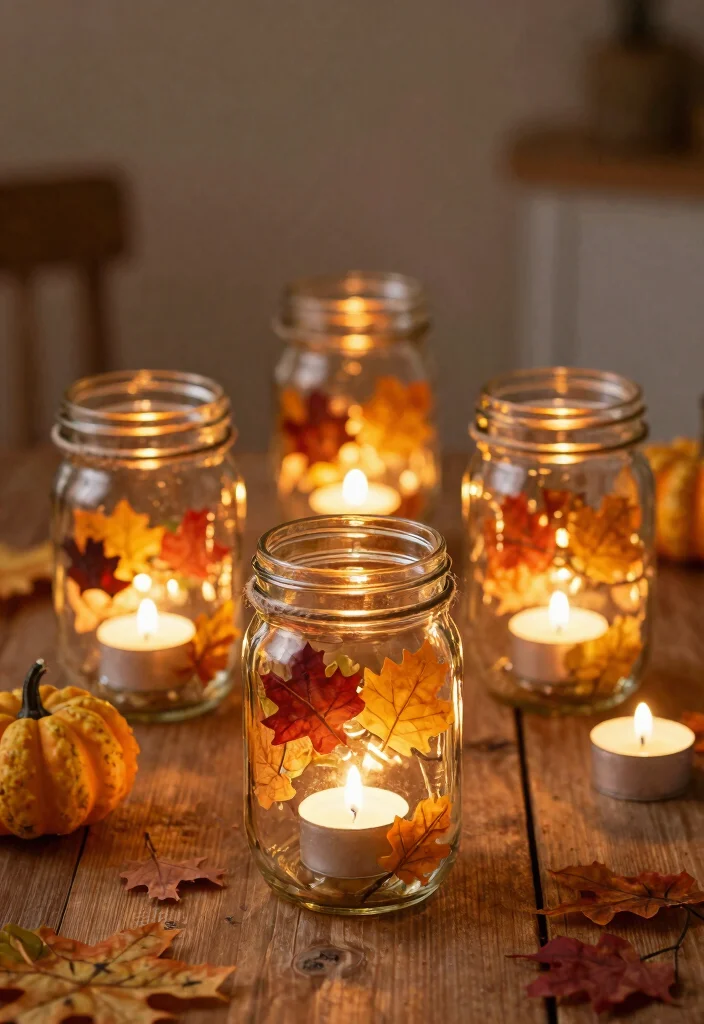 Dollar Tree Fall Decor DIY: Best Blog Guide Featuring 20 Cozy Autumn Projects - 3. Cozy Mason Jar Lanterns 1