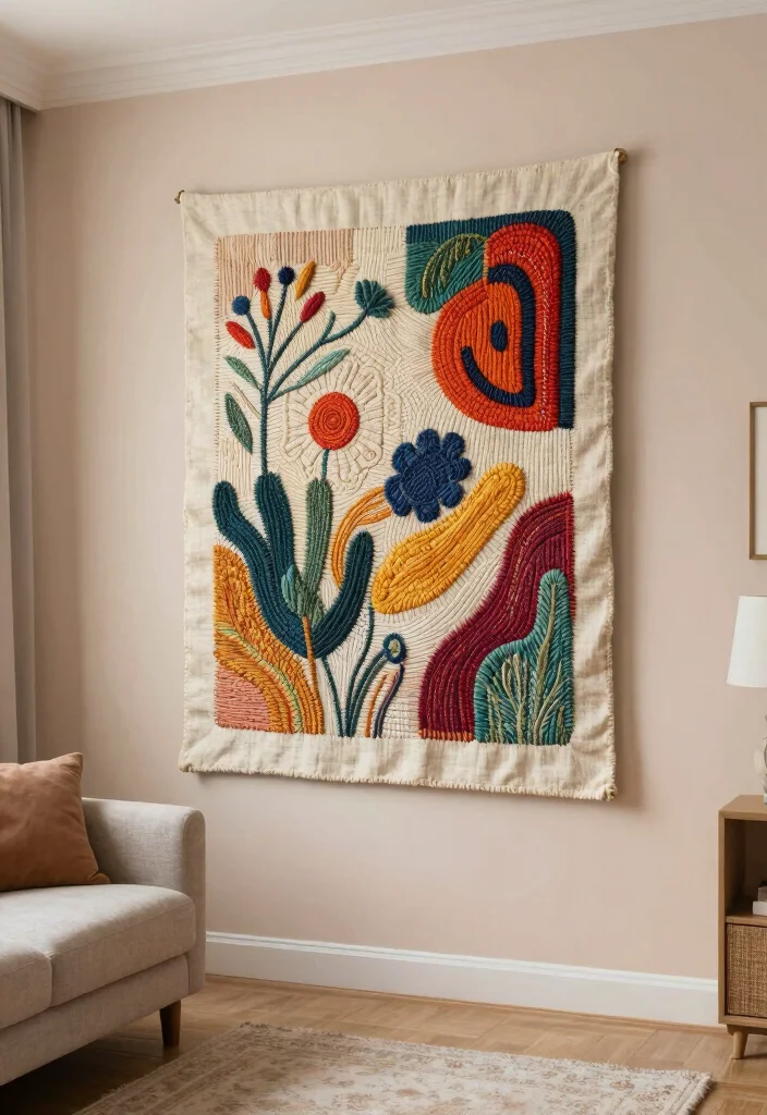 Easy Home Decor Ideas DIY: Best Blog Guide Featuring 20 Beginner-Friendly Projects - 15. Hand-Stitched Wall Art 1