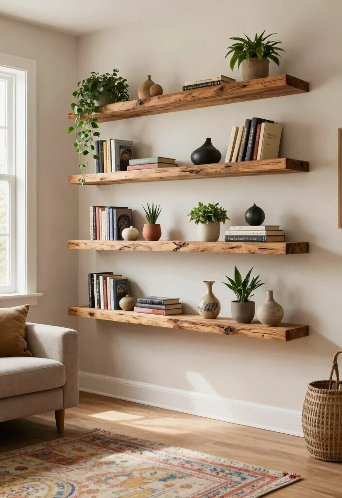 Easy Home Decor Ideas DIY: Best Blog Guide Featuring 20 Beginner-Friendly Projects - 9. Reclaimed Wood Shelves 1