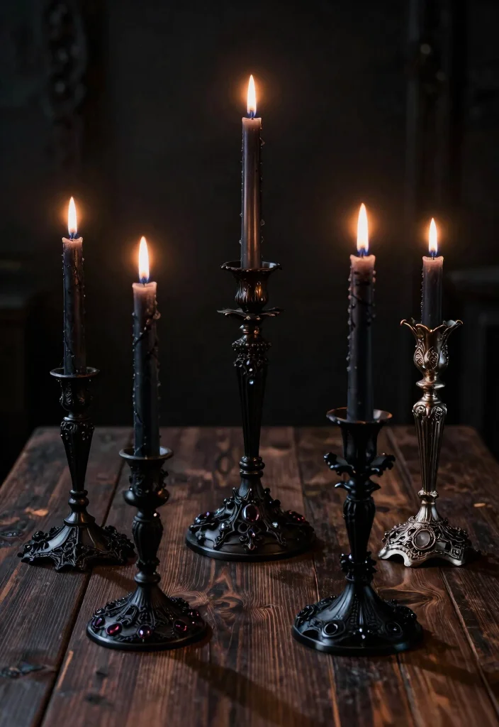 Halloween Home Decor DIY: Best Blog Guide Featuring 20 Spooky Interior Styles - 1. Gothic Candle Holders 1