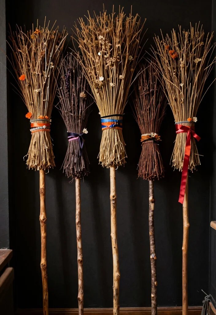 Halloween Home Decor DIY: Best Blog Guide Featuring 20 Spooky Interior Styles - 13. Rustic Broomsticks 1