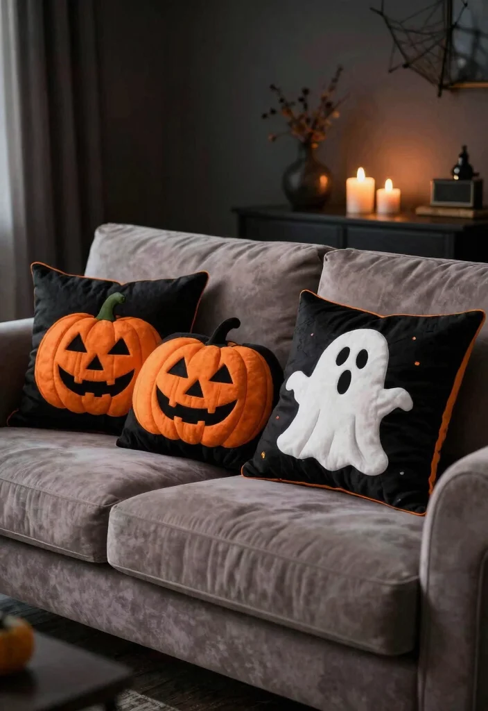 Halloween Home Decor DIY: Best Blog Guide Featuring 20 Spooky Interior Styles - 15. Seasonal Throw Pillows 1