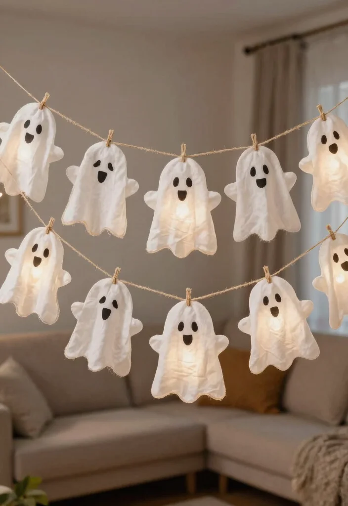 Halloween Home Decor DIY: Best Blog Guide Featuring 20 Spooky Interior Styles - 8. Ghostly Garland 1