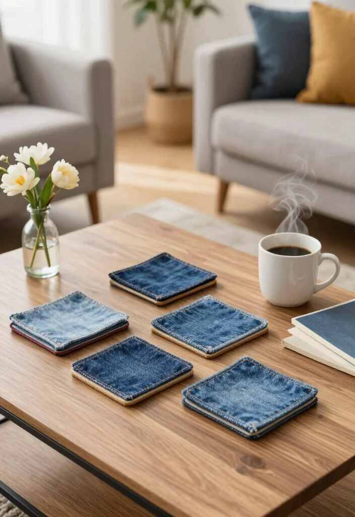 Home Decor Ideas DIY Crafts: Best Blog Guide with 18 Versatile Handmade Designs - 10. Upcycled Denim Coasters 1