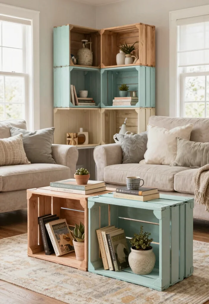 Homemade DIY Crafts Room Decor: Best Blog Guide Featuring 20 Cozy Handmade Ideas - 14. Upcycled Wooden Crate Storage 1