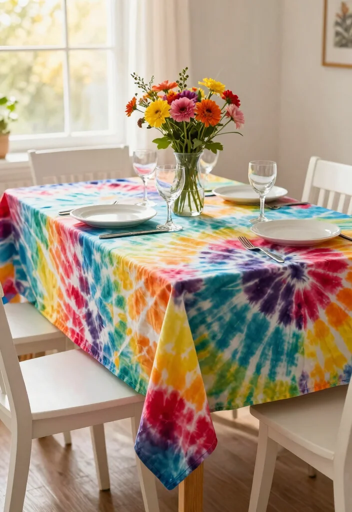 Homemade DIY Crafts Room Decor: Best Blog Guide Featuring 20 Cozy Handmade Ideas - 16. DIY Tie-Dye Tablecloth 1