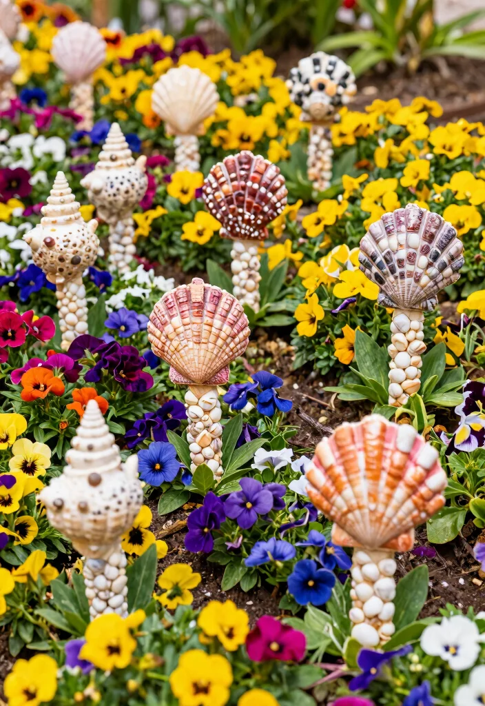 Seashell Crafts DIY Home Decor: Best Blog Guide with 17 Coastal-Inspired Ideas - 10. Seashell Garden Markers 1