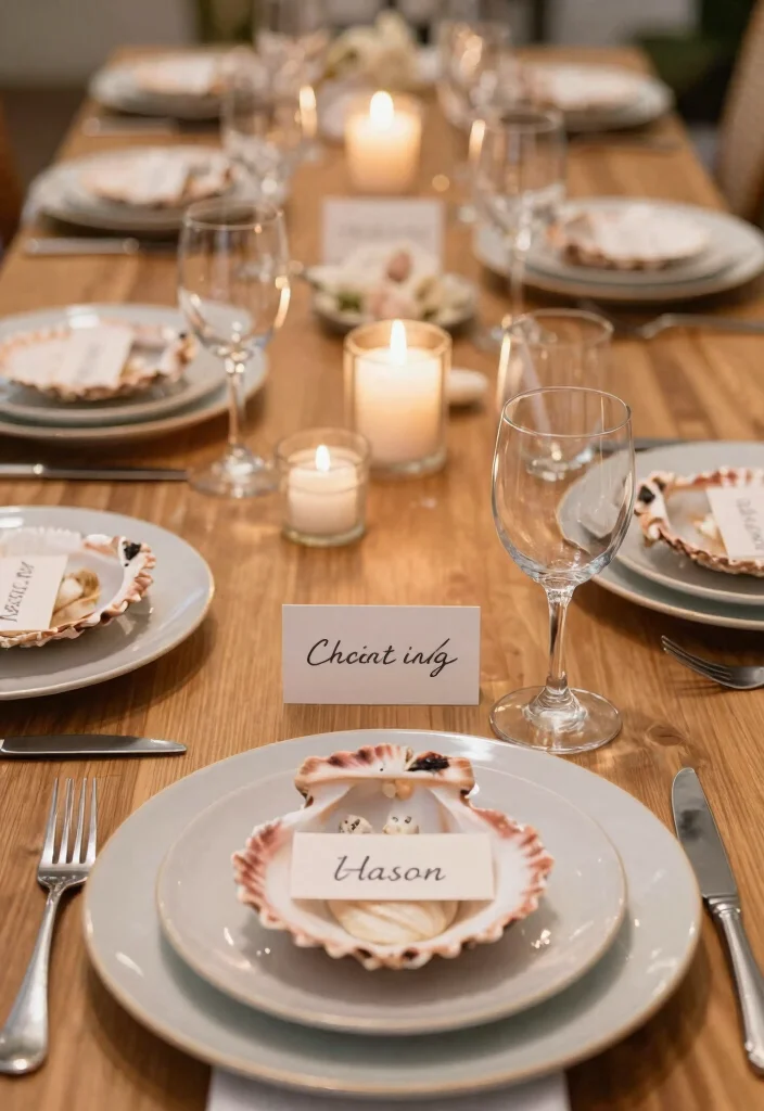 Seashell Crafts DIY Home Decor: Best Blog Guide with 17 Coastal-Inspired Ideas - 16. Seashell Place Cards 1