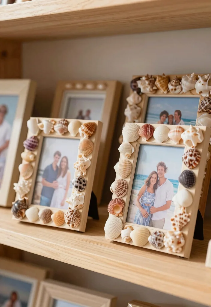 Seashell Crafts DIY Home Decor: Best Blog Guide with 17 Coastal-Inspired Ideas - 3. Seashell-Studded Picture Frames 1