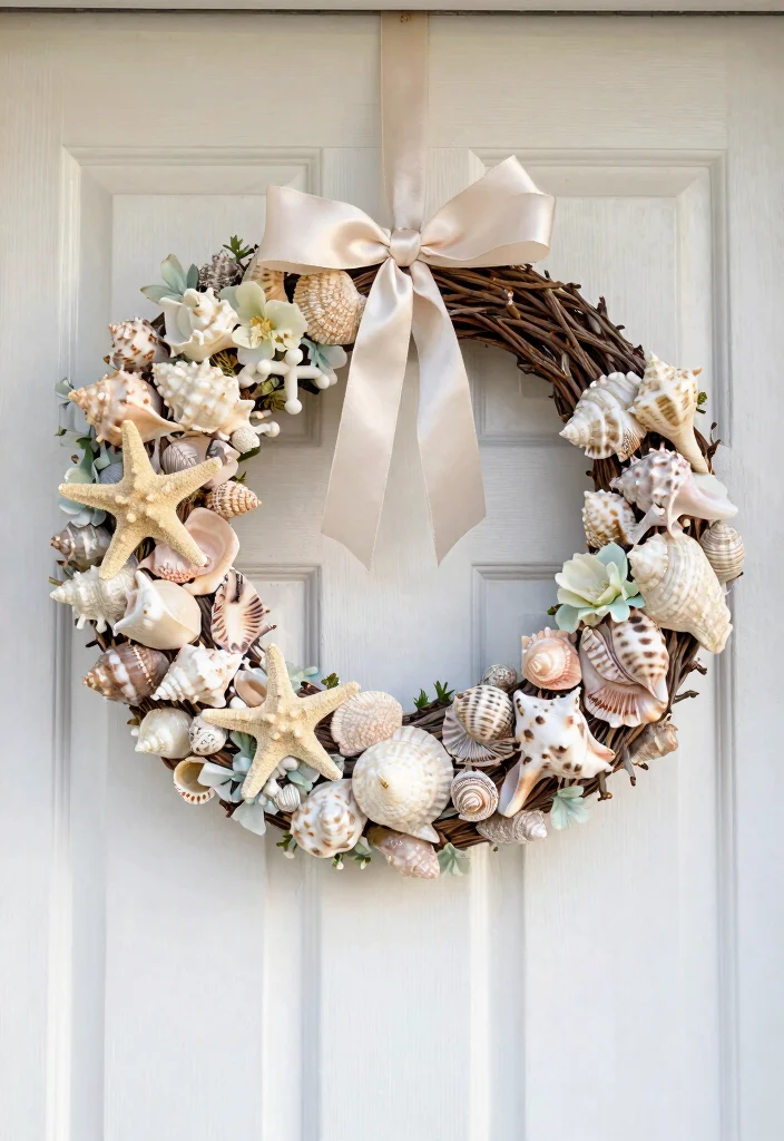 Seashell Crafts DIY Home Decor: Best Blog Guide with 17 Coastal-Inspired Ideas - 4. Beachy Wreaths Decor 1