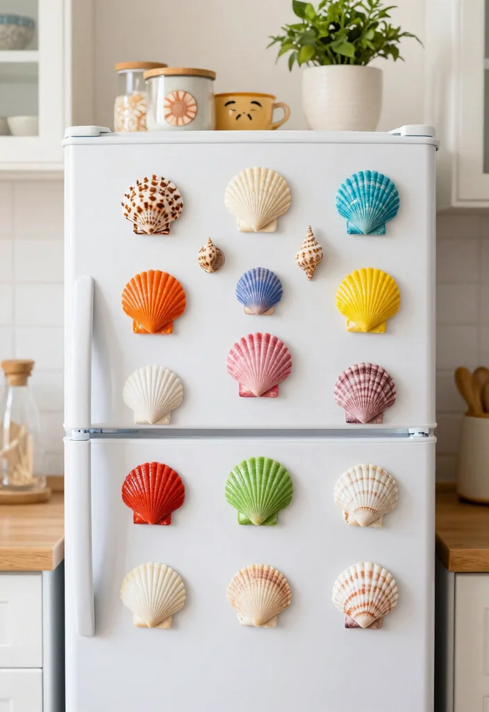 Seashell Crafts DIY Home Decor: Best Blog Guide with 17 Coastal-Inspired Ideas - 6. Seashell Magnets 1