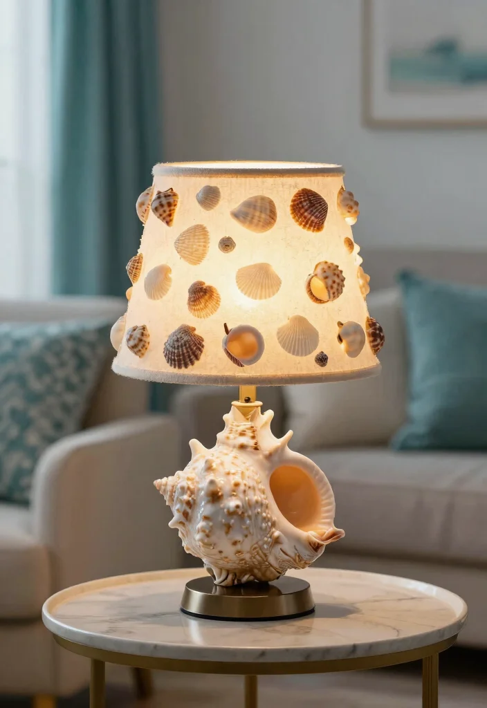 Seashell Crafts DIY Home Decor: Best Blog Guide with 17 Coastal-Inspired Ideas - 9. DIY Seashell Lamp 1