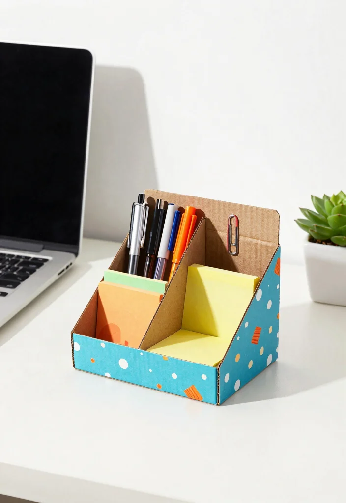 Study Desk Decor Ideas DIY: Best Blog Guide Featuring 19 Focus-Friendly Designs - 2. DIY Desk Organizer Out of Cardboard 1