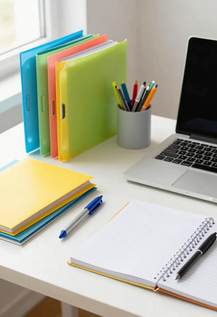 Study Desk Decor Ideas DIY: Best Blog Guide Featuring 19 Focus-Friendly Designs - 8. Color-Coded Stationery 1