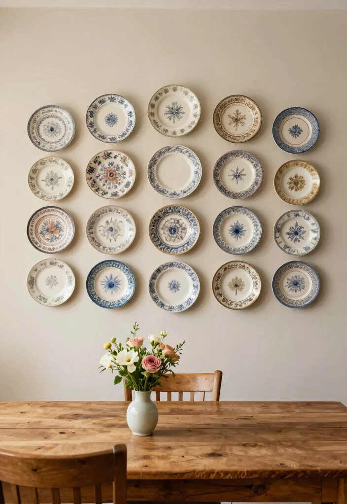 Wall Decor DIY Ideas Crafts: Best Blog Guide Featuring 19 Handmade Wall Designs - 12. Vintage Plate Wall Display 1